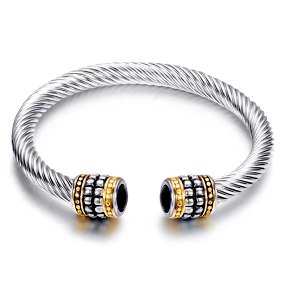 NWOT Titanium Steel Cable Cuff Bracelet